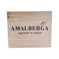 Amalberga branded wooden box for 6 bottles