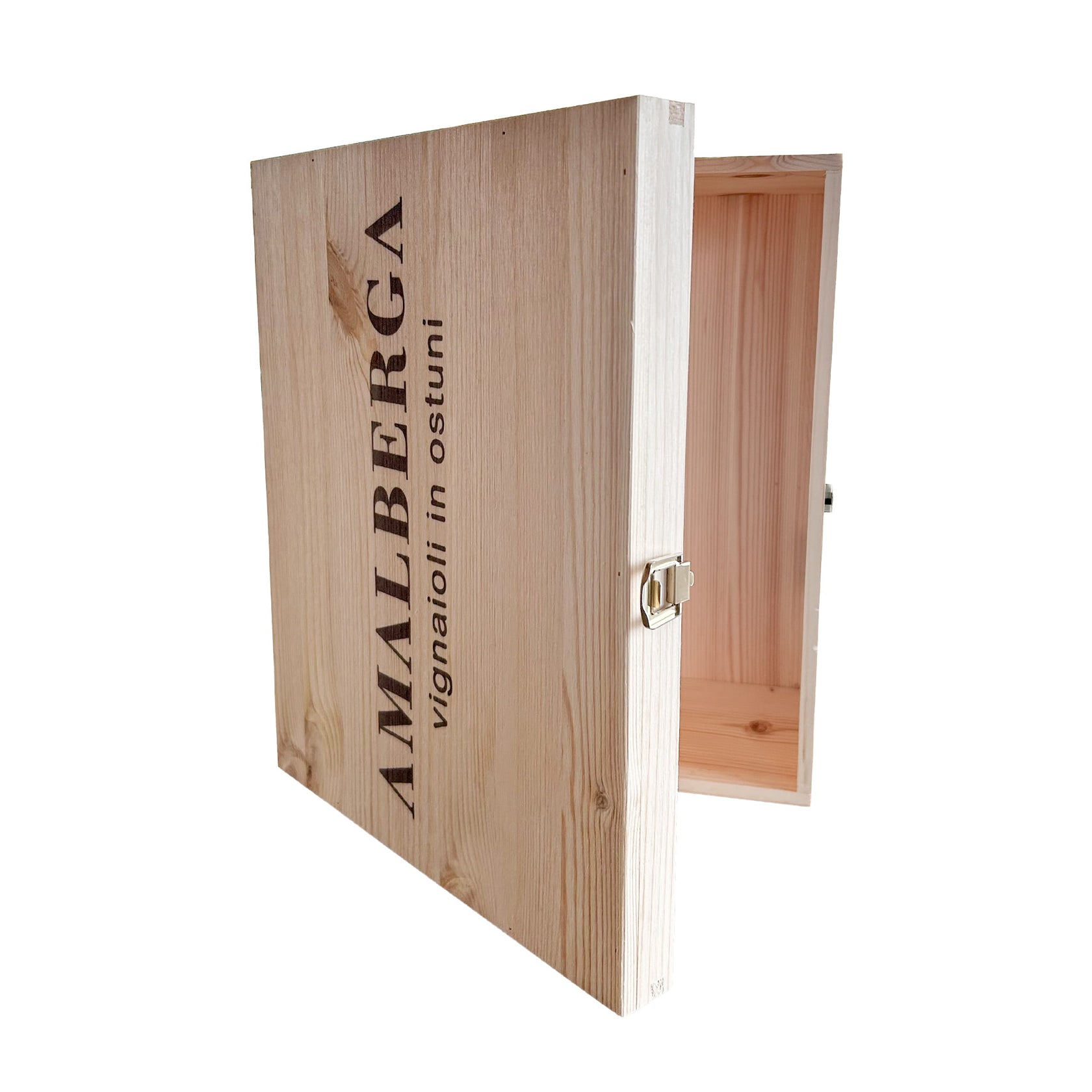 Amalberga branded wooden box for 6 bottles